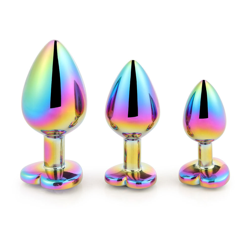 Jewelled Iridescent Metal Butt Plug (3 Piece) - Sexy Bee UK