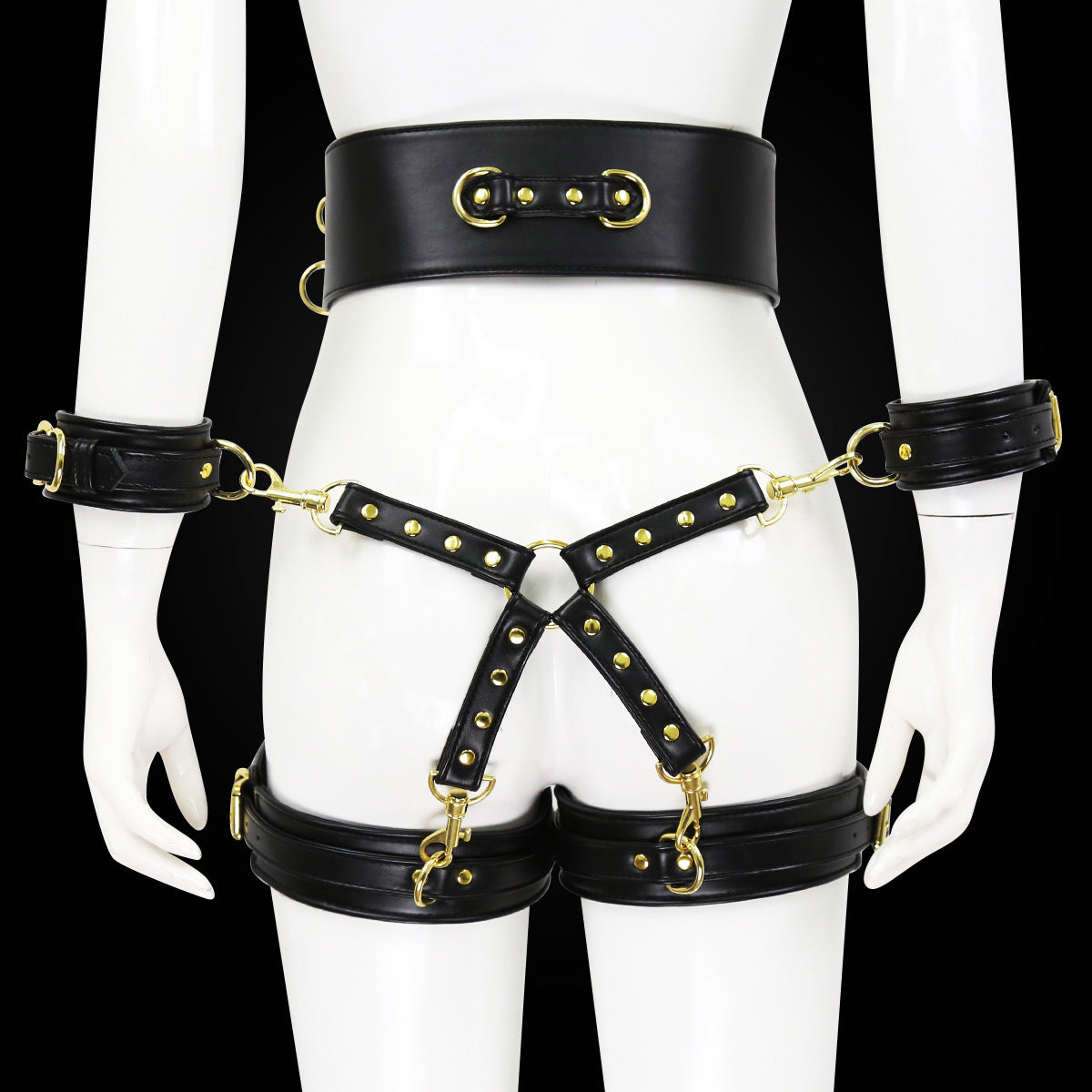 Faux Leather Waist to Thigh Handcuff Restraint - Sexy Bee UK