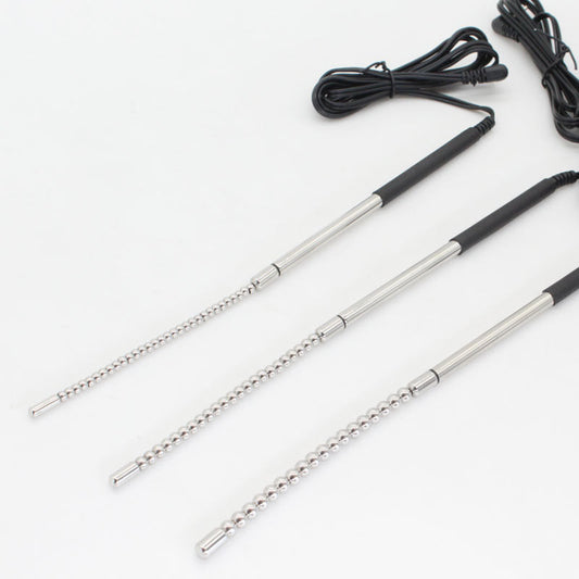 Electric Shock Stainless Steel Ribbed Urethral Dilator - Sexy Bee UK