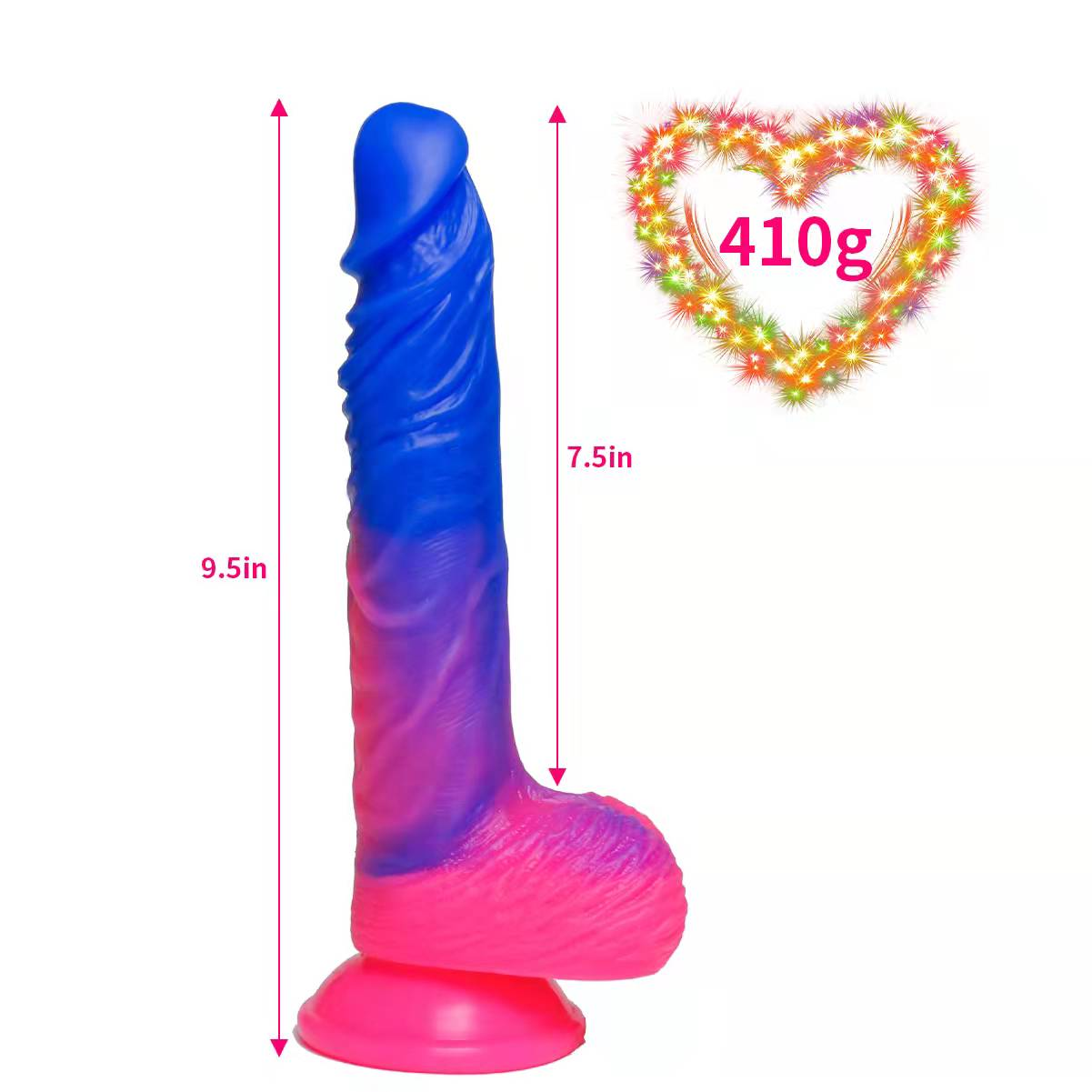 9 Inch Colourful Dildo with Suction Base and Malleable Shaft - Sexy Bee UK