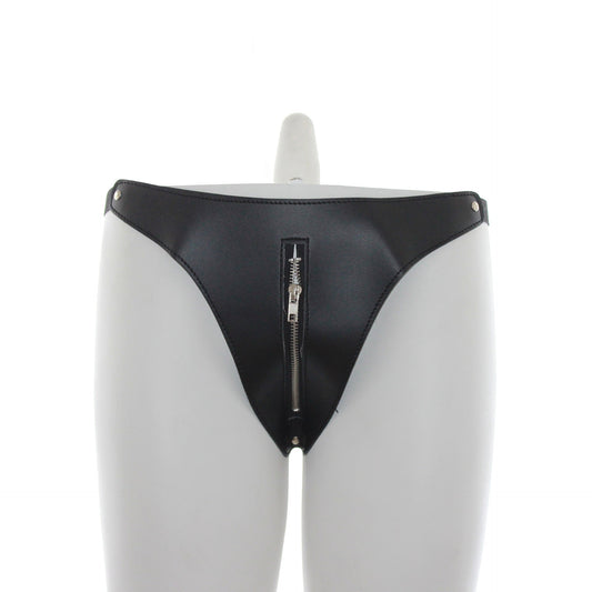 PU Leather Zipper Panties