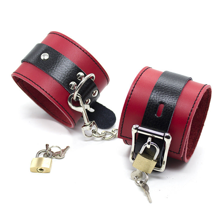 Obey Black and Red Faux Leather Wrist and Ankle Cuffs (2 Set) - Sexy Bee UK