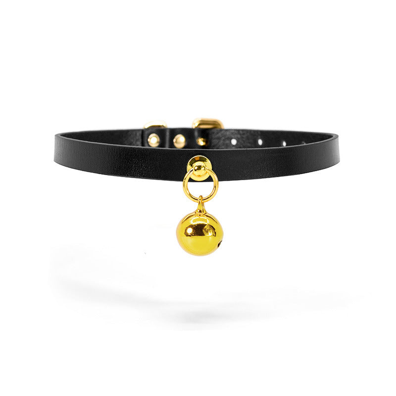 Black and Gold Contrast Faux Leather Collar and Leash - Sexy Bee UK