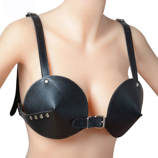 Faux Leather Studded Bra