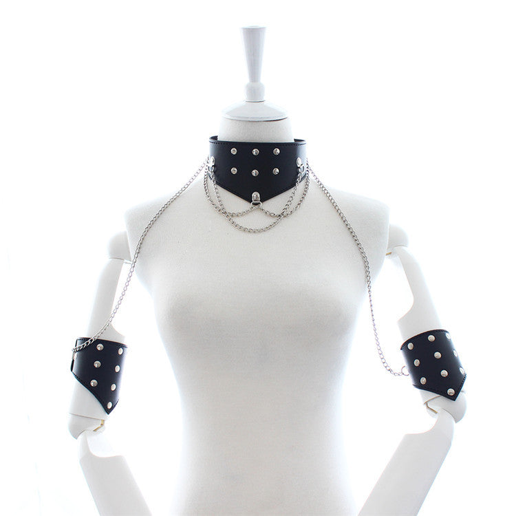 Studded Collar and Arm Restraint Set - Sexy Bee UK