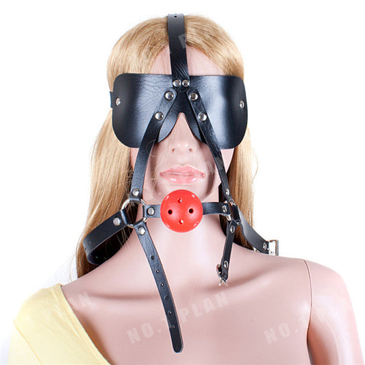VF Leather Head Harness, Eye Mask and Ball Gag