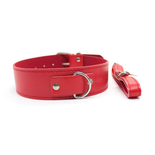 Buckle Strap Faux Leather Bondage Collar and Lead