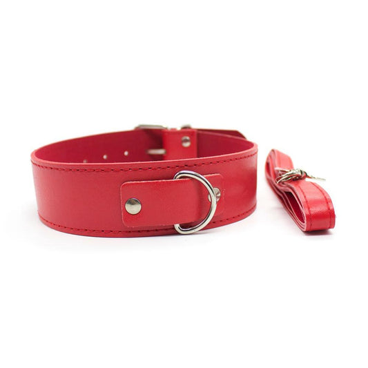 Buckle Strap Faux Leather Bondage Collar and Lead - Sexy Bee UK