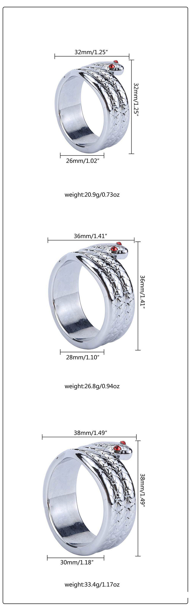 Stainless Steel Red Eyed Snake Penis Ring - Sexy Bee UK