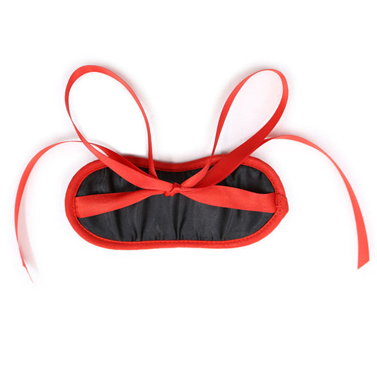Silky Red and Black Ribbon Tie Eye Mask