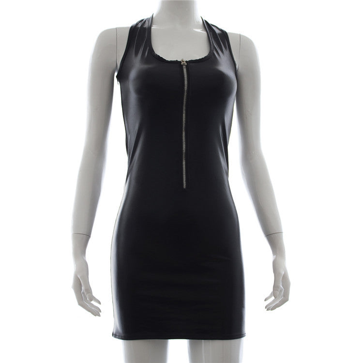 'Zip Me Up' Leather-Look Dress - Sexy Bee UK