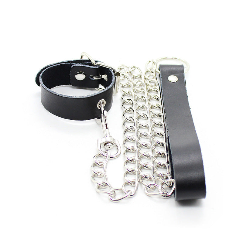 Leather Cock Ring and Chain Lead - Sexy Bee UK