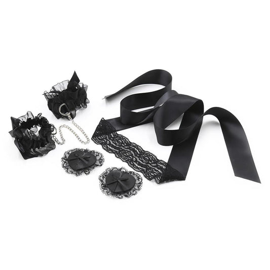 Black Lace Three-Piece Bondage Set