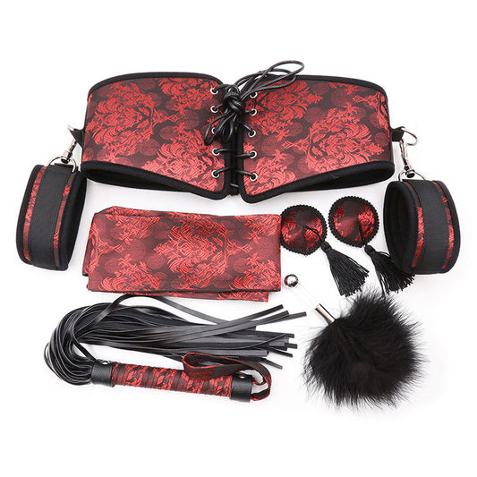 Scarlet Brocade Style Corset and Cuff Restraint Kit