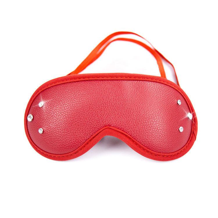 Red Faux Leather Diamante Eye Mask - Sexy Bee UK