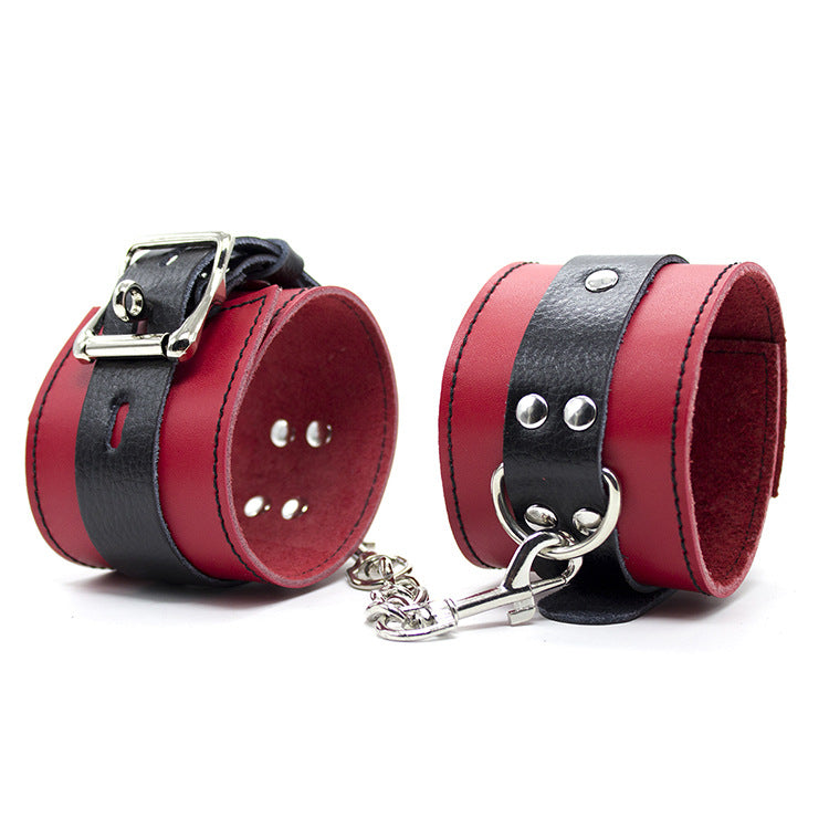 Obey Black and Red Faux Leather Wrist and Ankle Cuffs (2 Set) - Sexy Bee UK