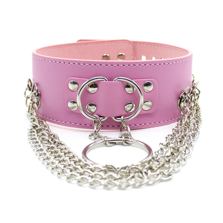 Pink Chained Bondage Collar - Sexy Bee UK