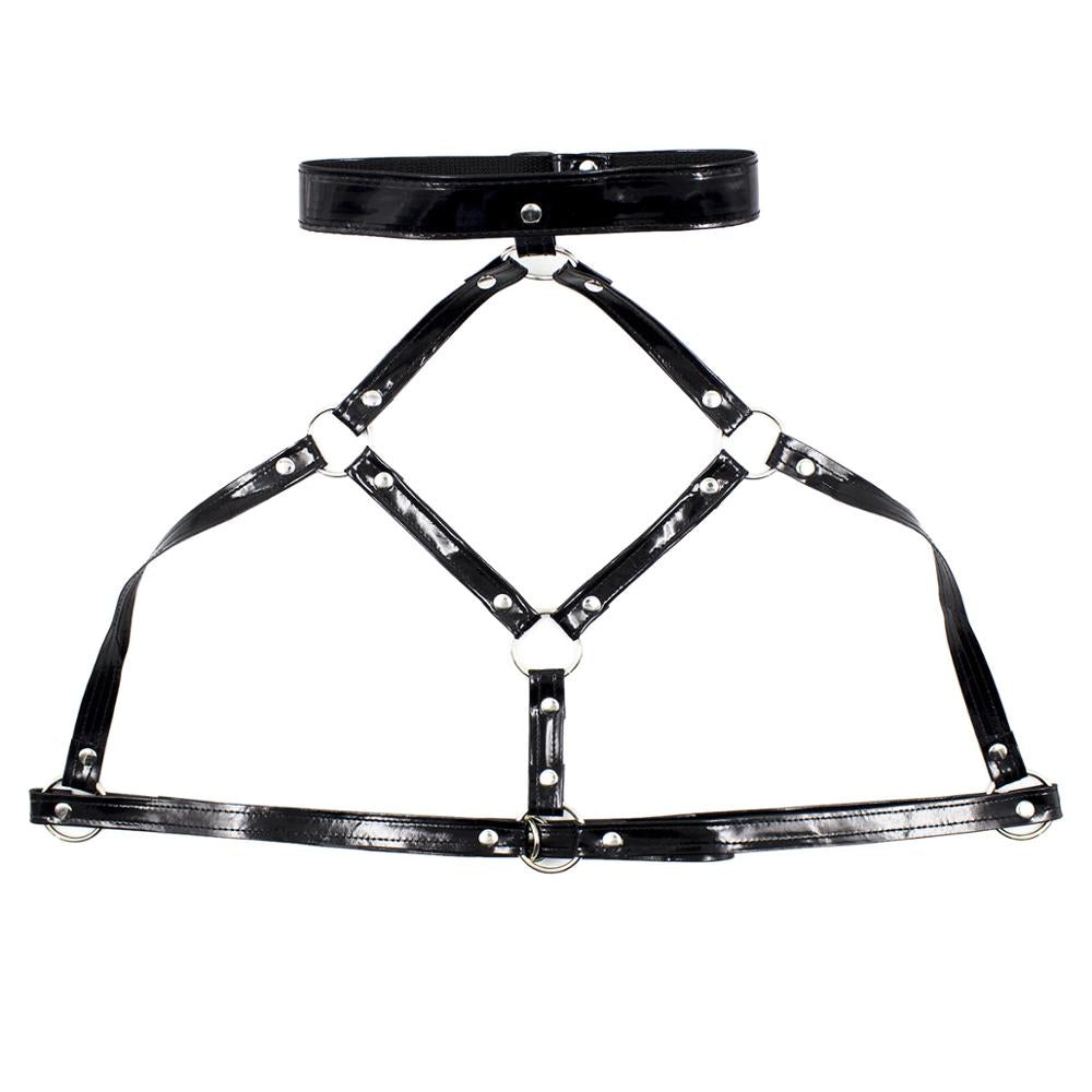 Collared Two-Piece Faux Leather Harness