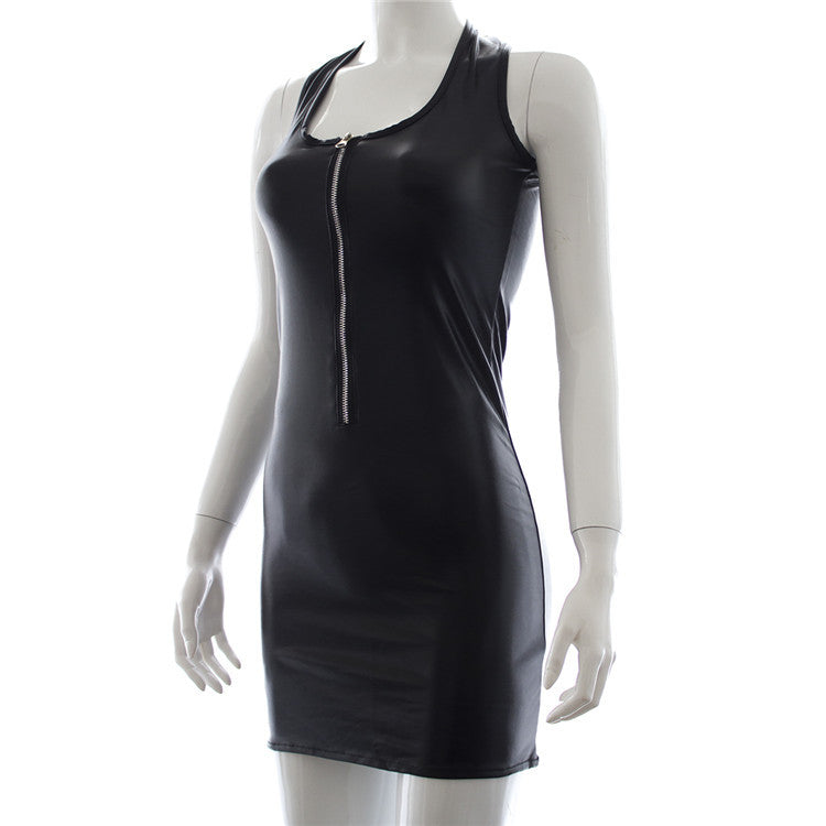 'Zip Me Up' Leather-Look Dress - Sexy Bee UK