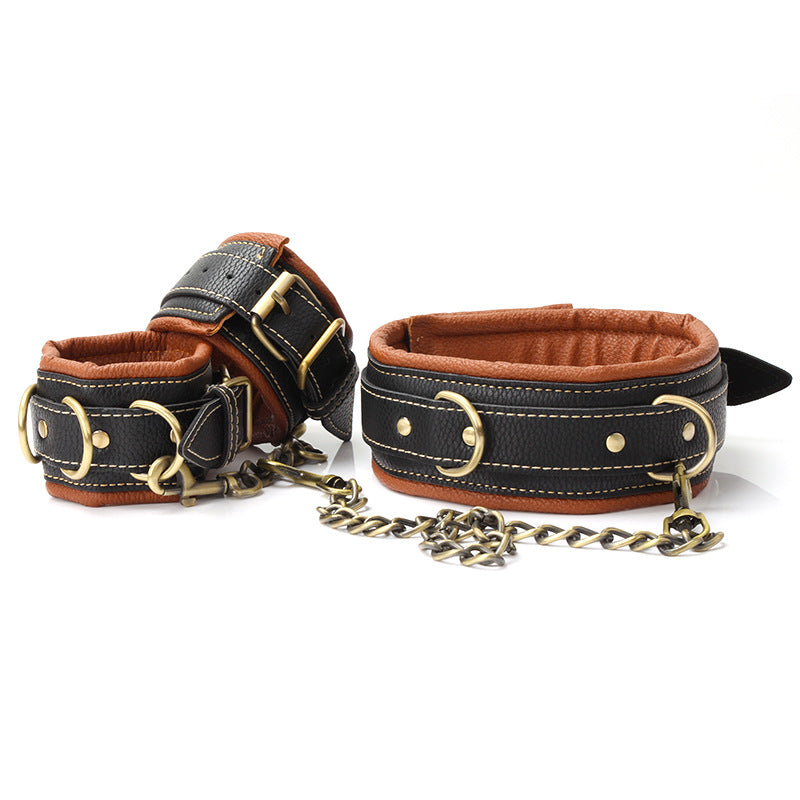 Black and Tan Collar and Cuff Set - Sexy Bee UK