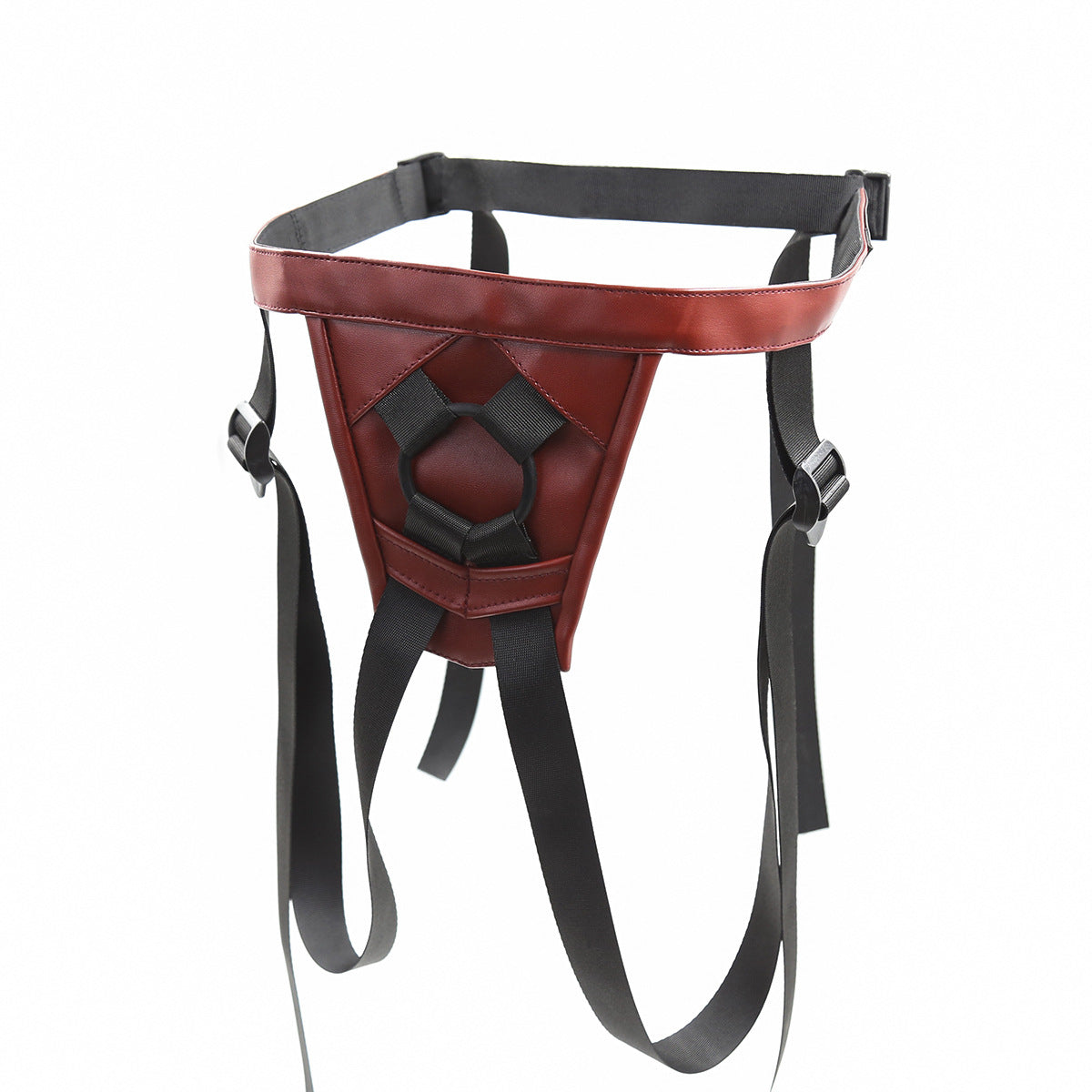 Red Leather Adjustable Harness for Strap on