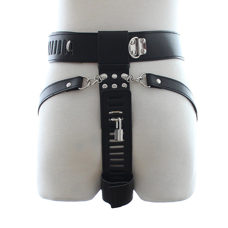 Male Chastity Belt with Lockable Pouch and Ball Rings