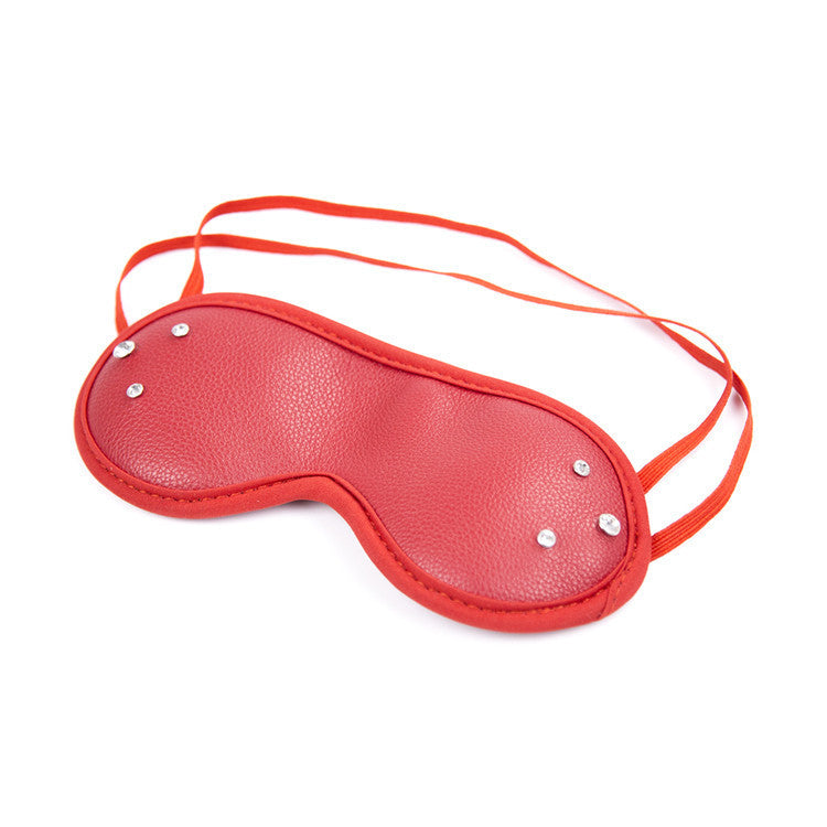 Red Faux Leather Diamante Eye Mask - Sexy Bee UK