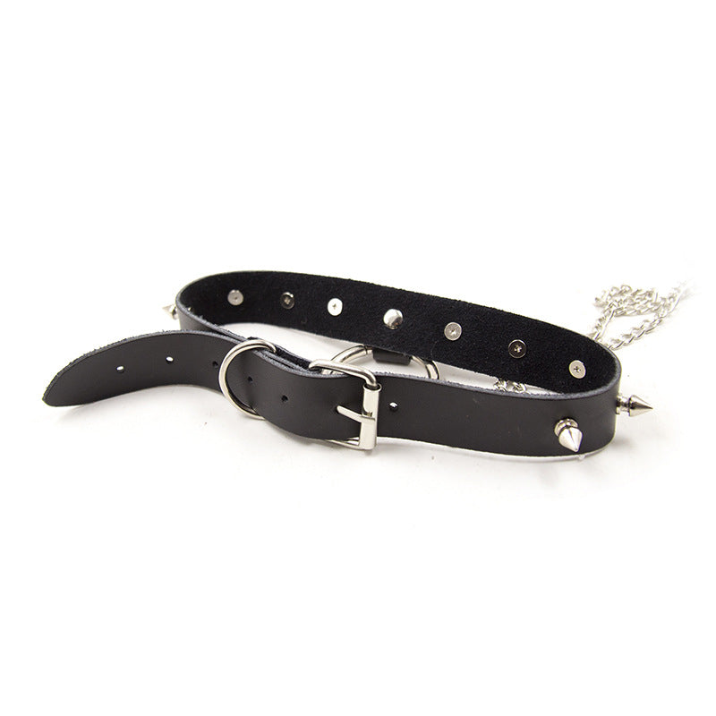 Spiked Bondage Collar with Studded Nipple Covers