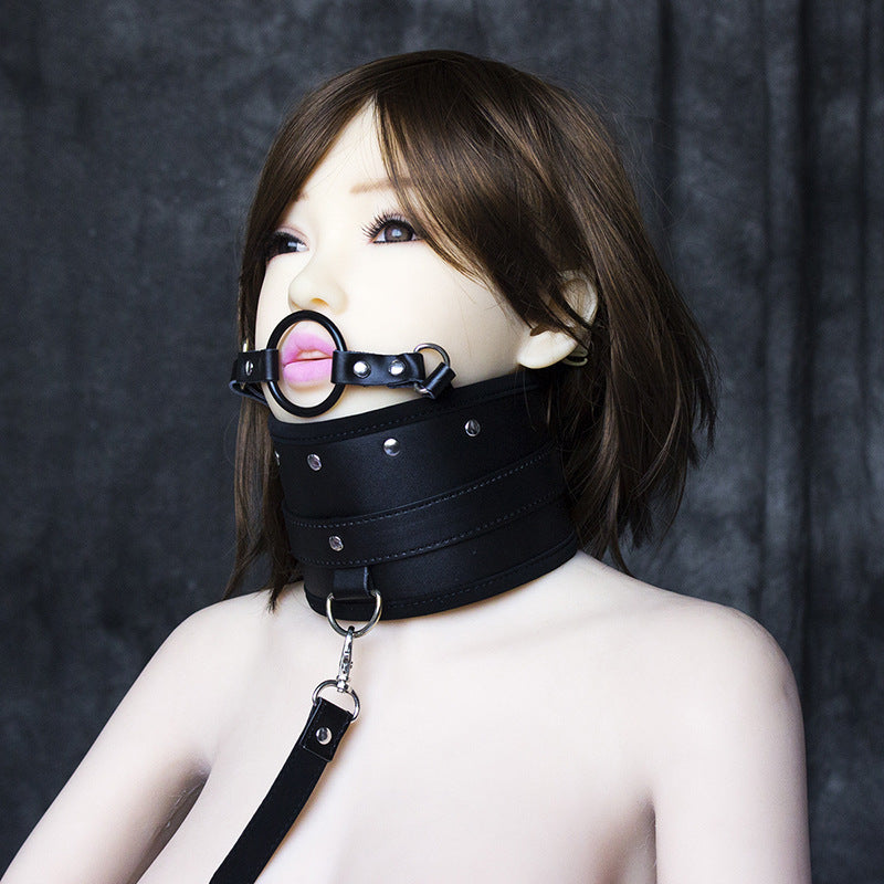 High Neck Fetish Collar and Silicone O-ring Gag
