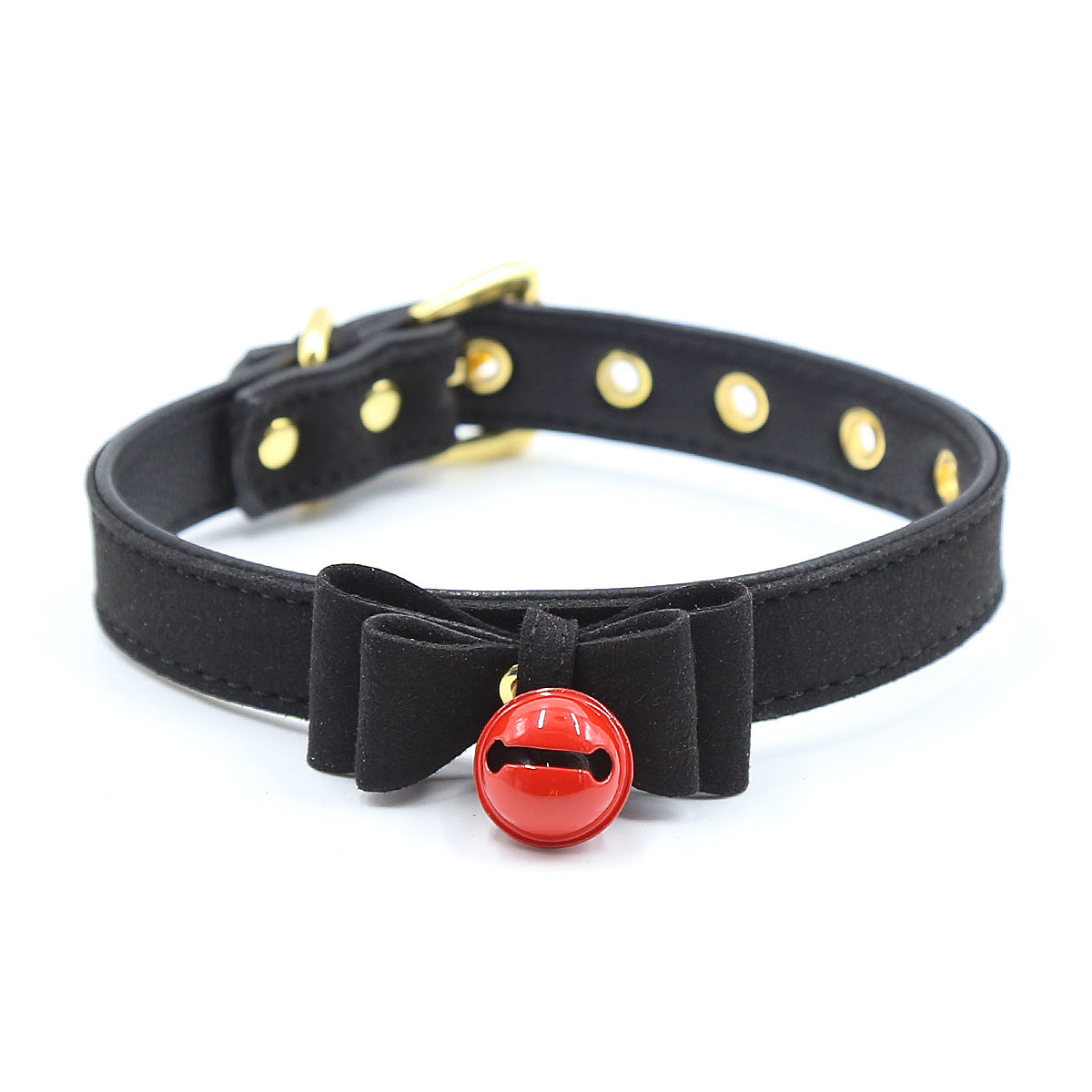 Naughty Kitty Faux Leather Bell Collar - Sexy Bee UK