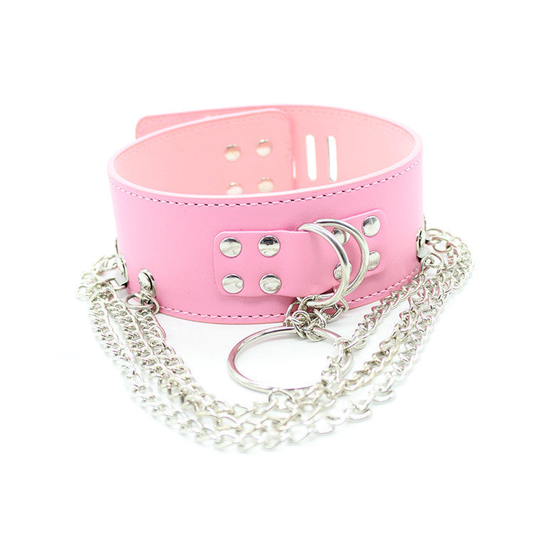 Pink Chained Bondage Collar - Sexy Bee UK