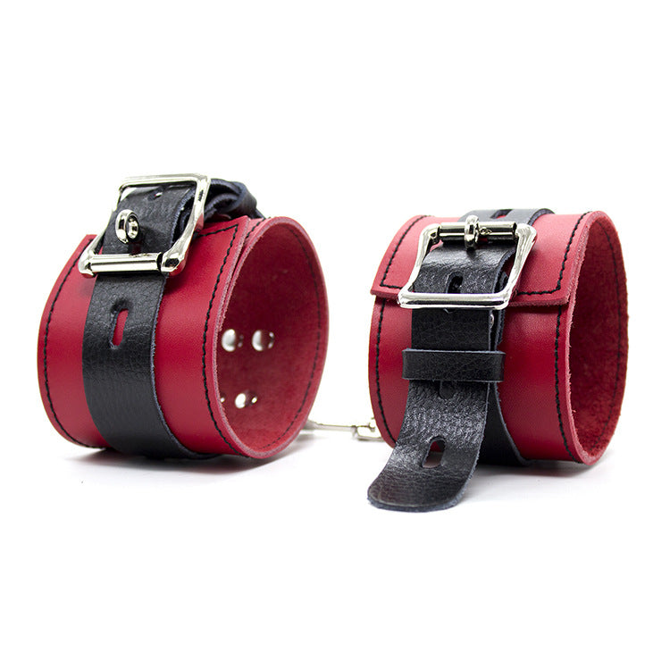 Obey Black and Red Faux Leather Wrist and Ankle Cuffs (2 Set) - Sexy Bee UK