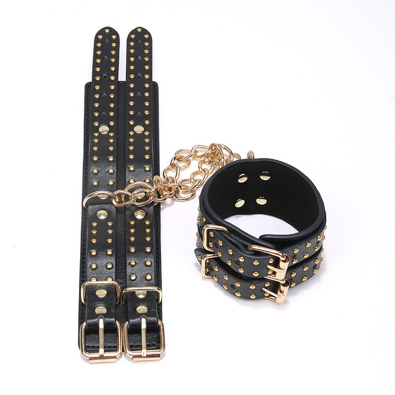 Gold Stud Chained Handcuffs - Sexy Bee UK