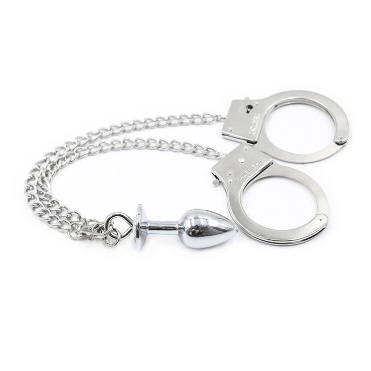 Jewelled Butt Plug Chain and Hand Cuffs
