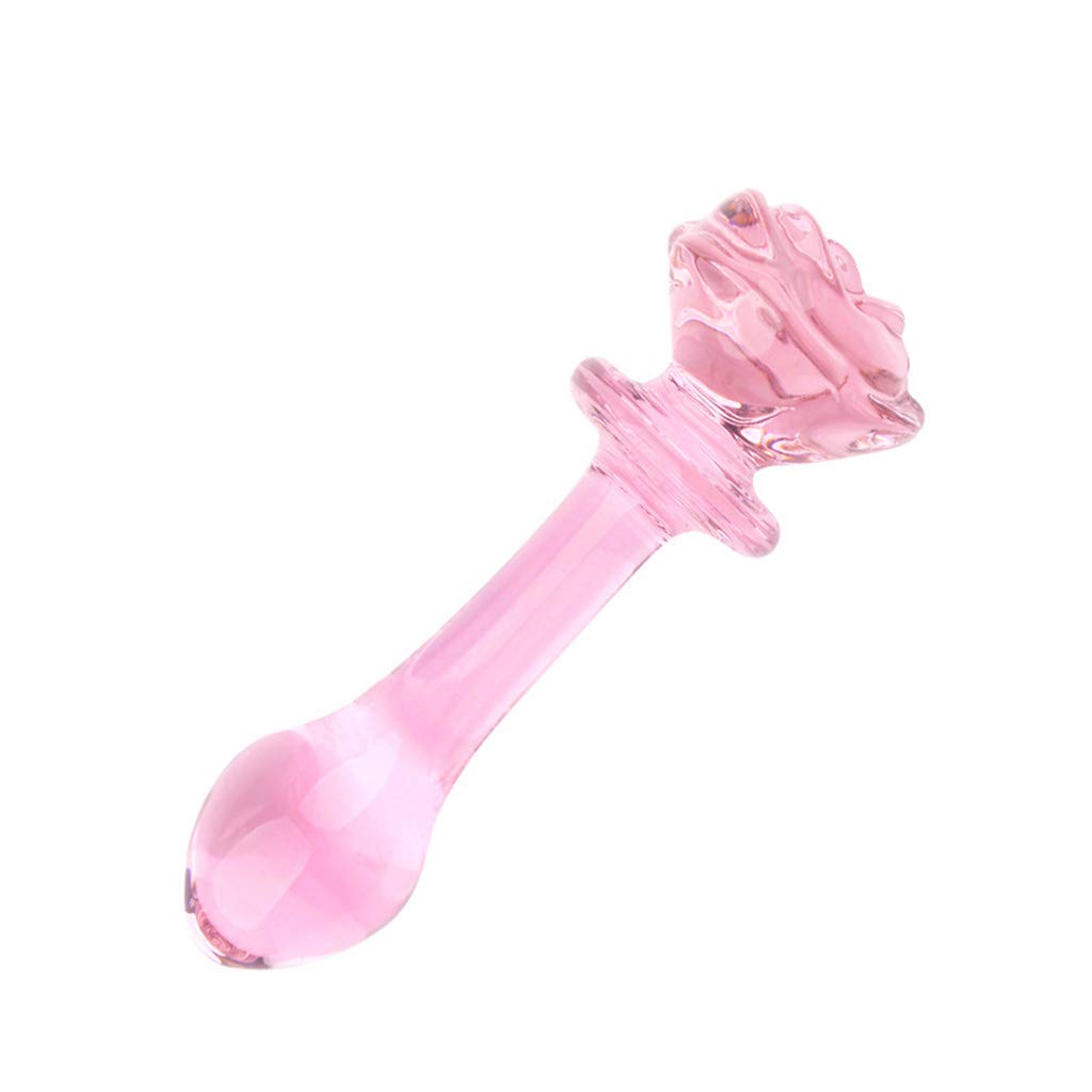 Glacier Glass Pink Rose Dildo - Sexy Bee UK