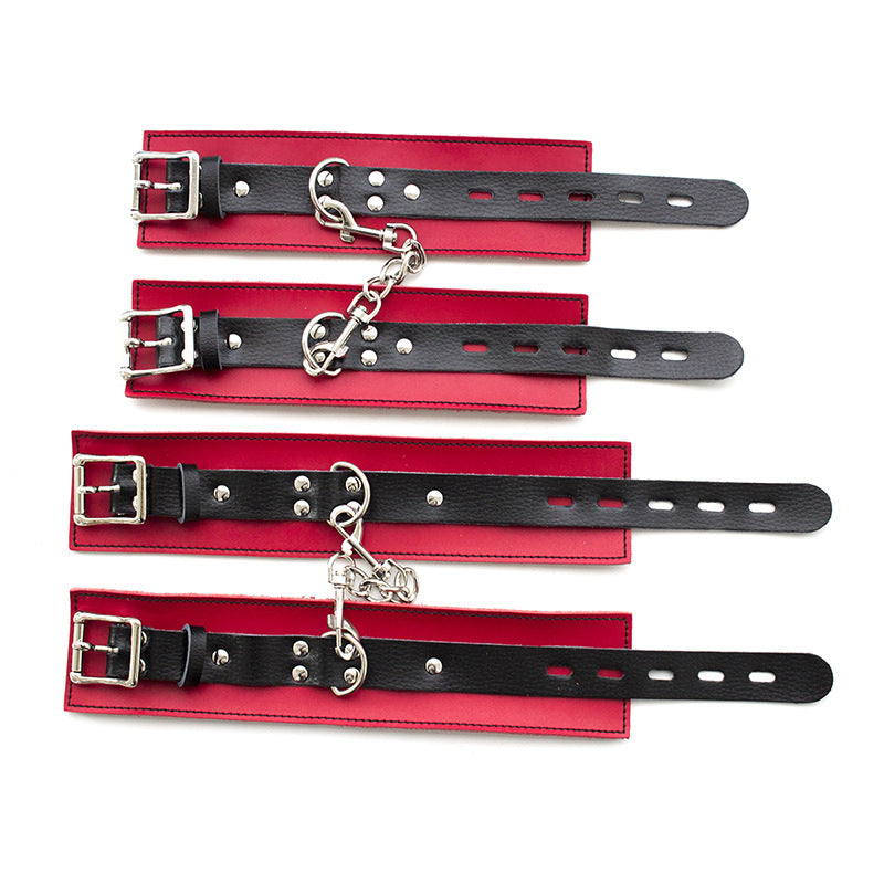 Obey Black and Red Faux Leather Wrist and Ankle Cuffs (2 Set) - Sexy Bee UK