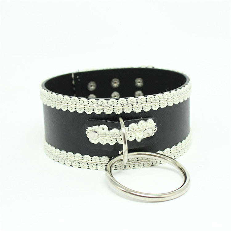 Lace Lined Bondage Collar and Lead set