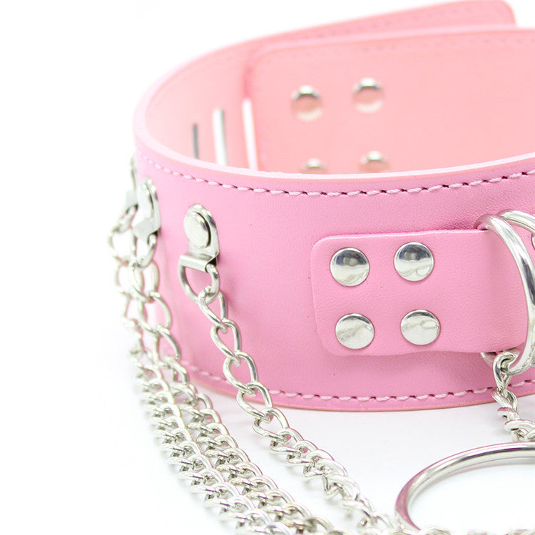 Pink Chained Bondage Collar - Sexy Bee UK