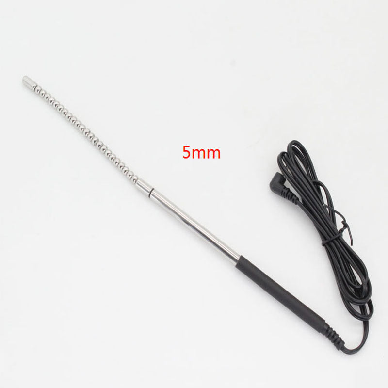 Electric Shock Stainless Steel Ribbed Urethral Dilator - Sexy Bee UK