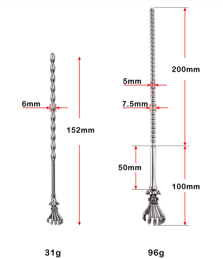 Stainless Steel Sculls Hand Ribbed Urethral Sound - Sexy Bee UK