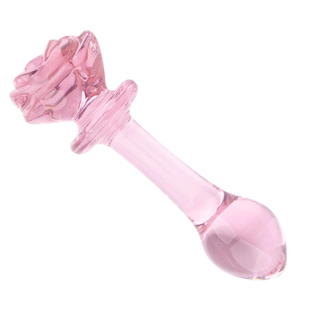 Glacier Glass Pink Rose Dildo - Sexy Bee UK