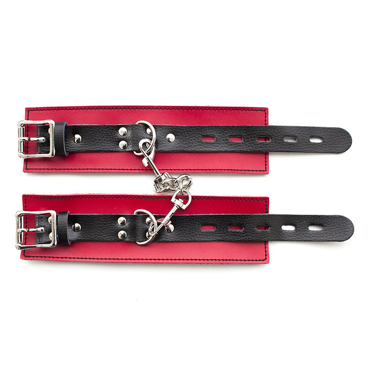 Obey Black and Red Faux Leather Wrist and Ankle Cuffs (2 Set) - Sexy Bee UK