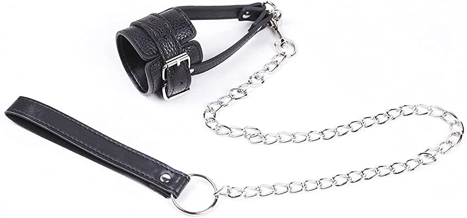 Leather Penis Cage with a Chain and Lead - Sexy Bee UK