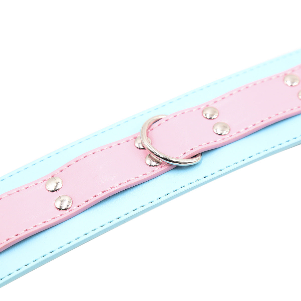 Bow To Me Pink and Blue PU Collar and Leash - Sexy Bee UK