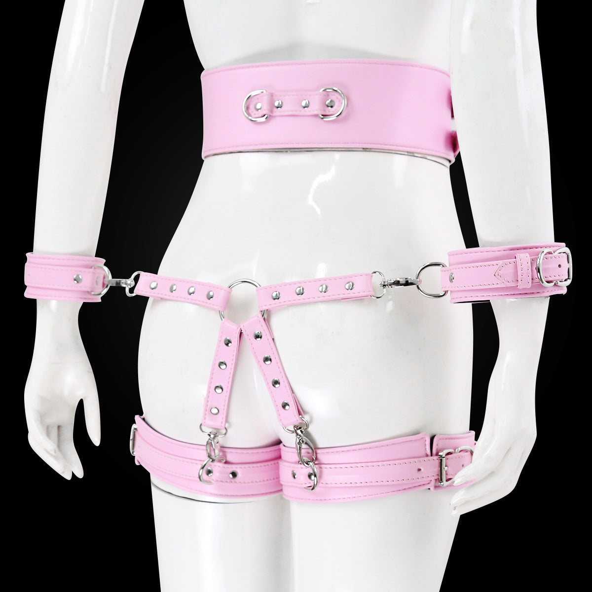 Faux Leather Waist to Thigh Handcuff Restraint - Sexy Bee UK