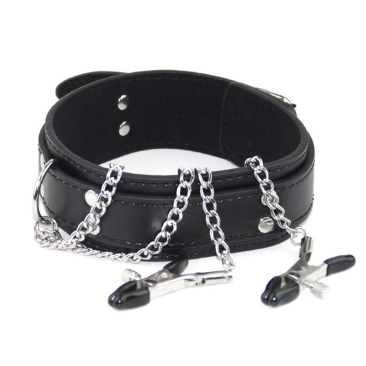 Collar Restraint with Nipple Clips - Sexy Bee UK