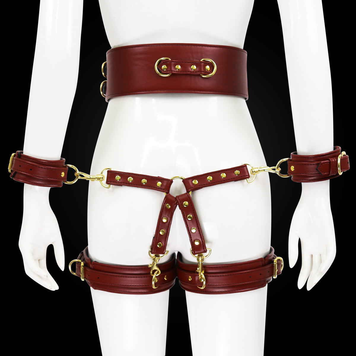 Faux Leather Waist to Thigh Handcuff Restraint - Sexy Bee UK