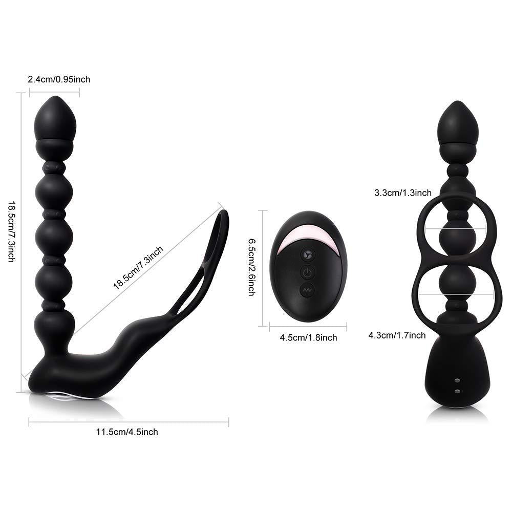 Vibrating Beaded Anal Toy with Cock Ring