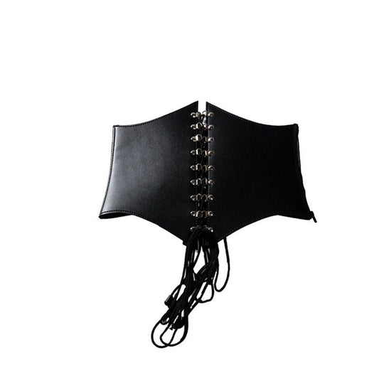 Lace Up Faux Leather Corset - Sexy Bee UK
