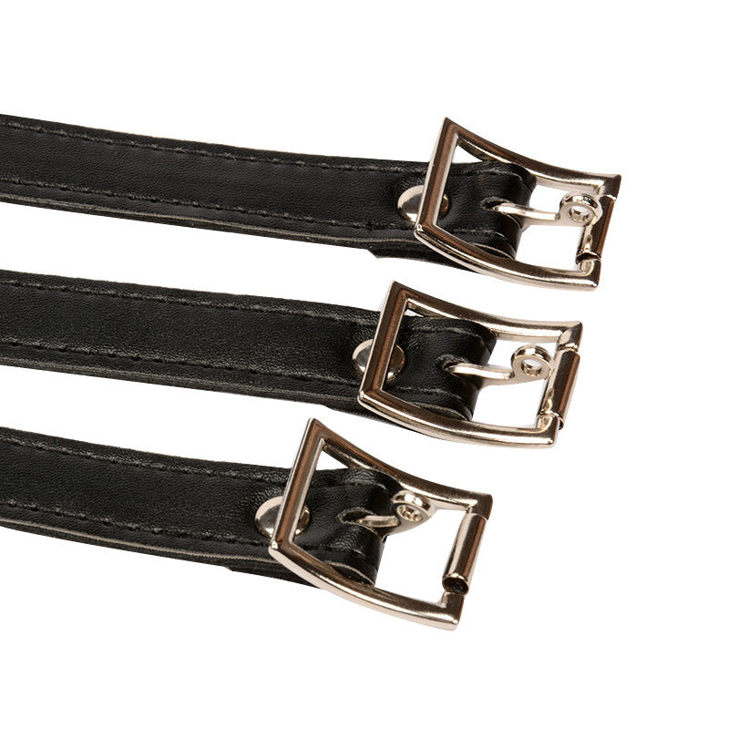 'The Triple Threat' Faux Leather Collar and Lead Ring